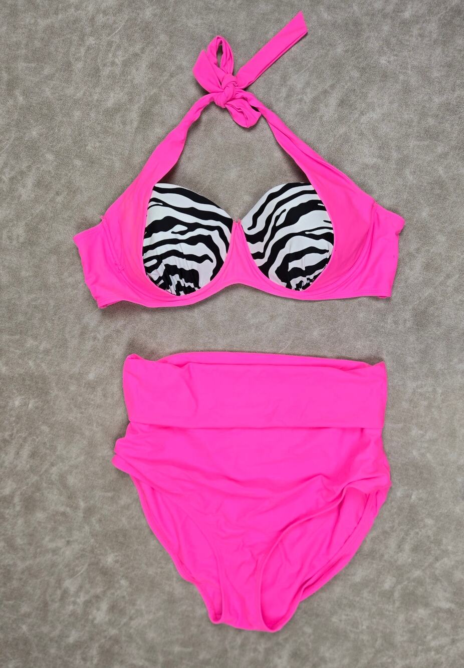 Joe Boxer Neon Pink High-Waist Bikini Set / Top Size 20, Bottom Size 16